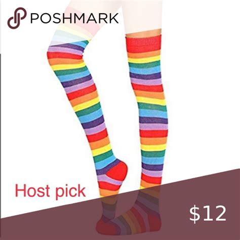 Rainbow Knee High Socks Knee High Socks Goth Fashion Punk Thigh High Boots Heels