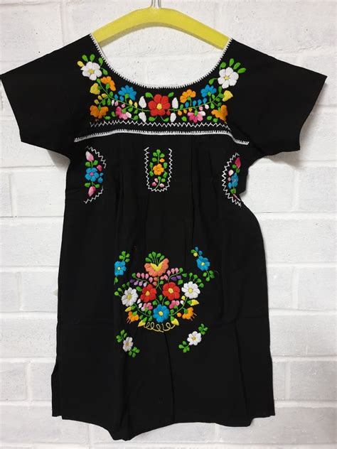Girl Mexican Peasant Dress Hand Embroidered Various Colors Etsy