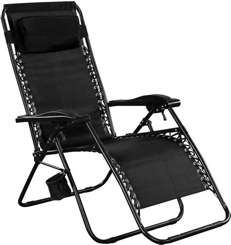 Giantex Folding Lounge Chairs Recliner Zero Gravity Outdoor Beach Patio Garden Black Amazon