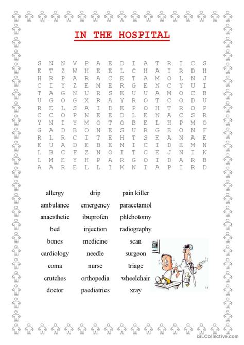 In The Hospital Wordsearch Wor English Esl Worksheets Pdf And Doc