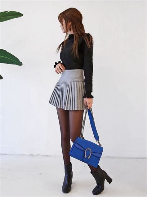 Angel Shirring Knit Top Fashion Mini Skirts Ulzzang