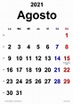 Calendario agosto 2021 en Word, Excel y PDF - Calendarpedia