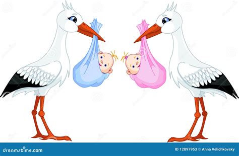 Two Storks Delivering A Newborn Babies Stock Photos Image 12897953