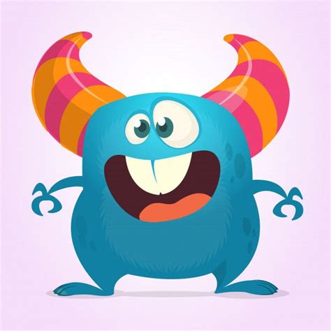 Personagem De Monstro Feliz Dos Desenhos Animados Vetor Premium