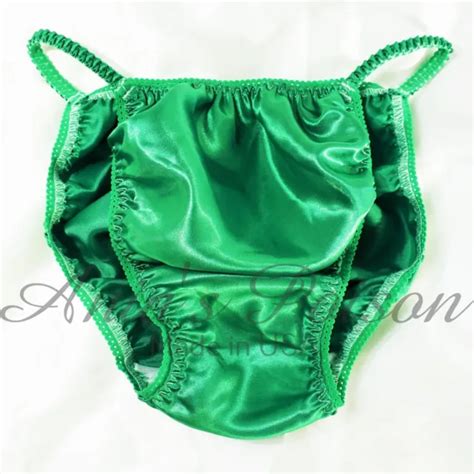 Sissy Satin Panties For Men Green Shiny Wetlook String Bikini Or Bra