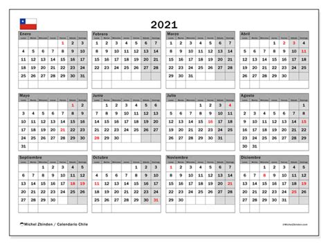 Calendario 2021 Chile Michel Zbinden Es