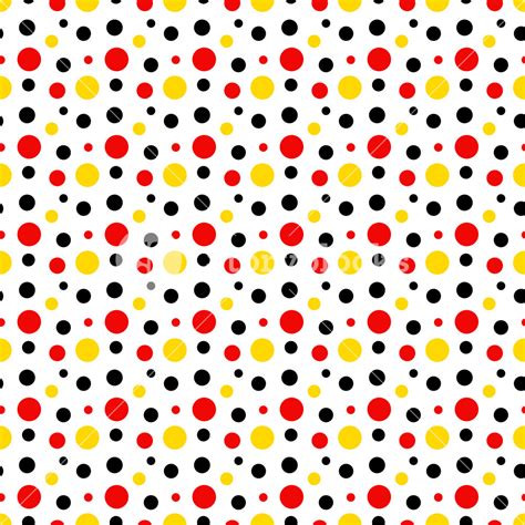 Mickey Mouse Pattern Of Red Black And Yellow Polka Dots On A White