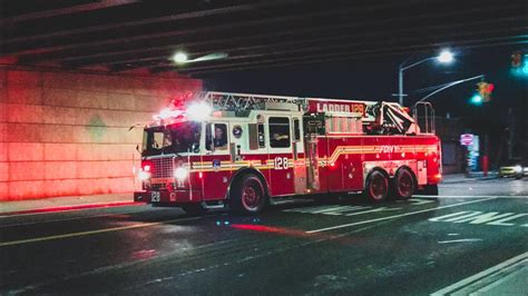 Fdny Engine And Truck Respond To Vehicle Collision On The Kosciuszko