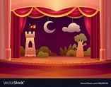 Theater stage with red curtains and on light Vector Image