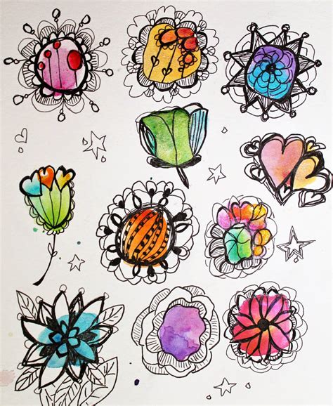Watercolor Flowers With Ink Marcia Beckett
