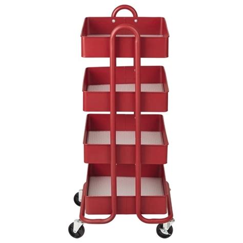 4 Tier Utility Rolling Cart Red