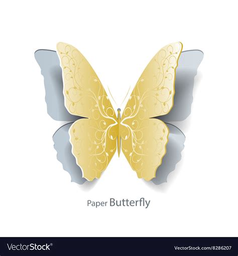 Download Yellow butterfly cut out of paper Royalty Free Vector Image