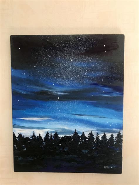 Night Sky Paintingartwork Space Paintings On Canvassky And Forest