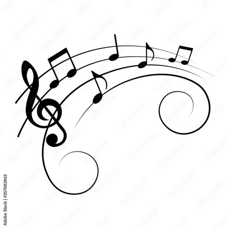 Music Notes On Staves With Swirls Vector Illustration Stock Vector
