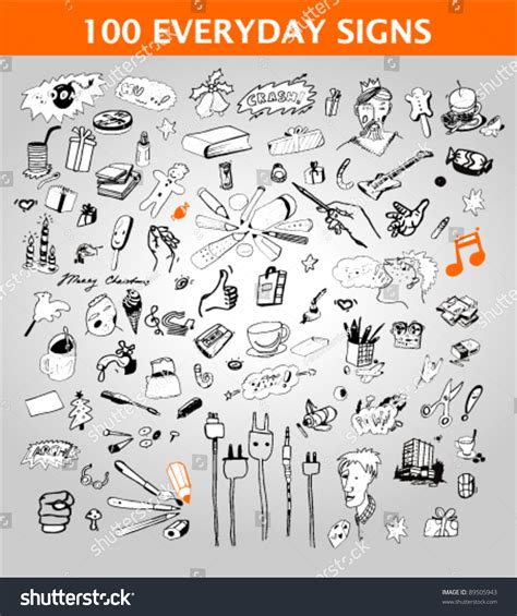 100 Everyday Signs Stock Vector Illustration 89505943 Shutterstock