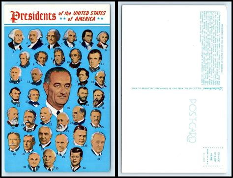 Vintage Postcard Presidents Of The United States Up To Lyndon B