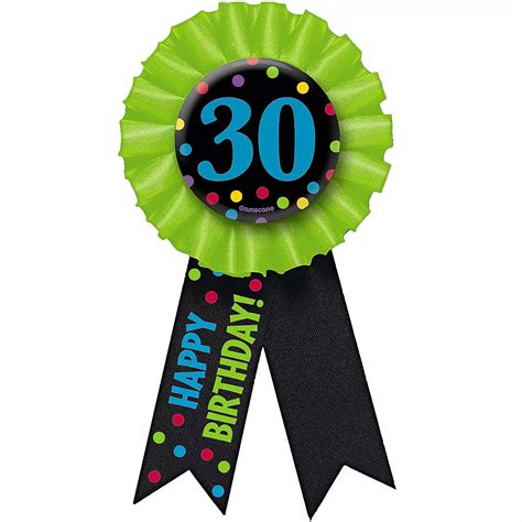 30th Birthday Award Ribbon 3in X 6in Party City