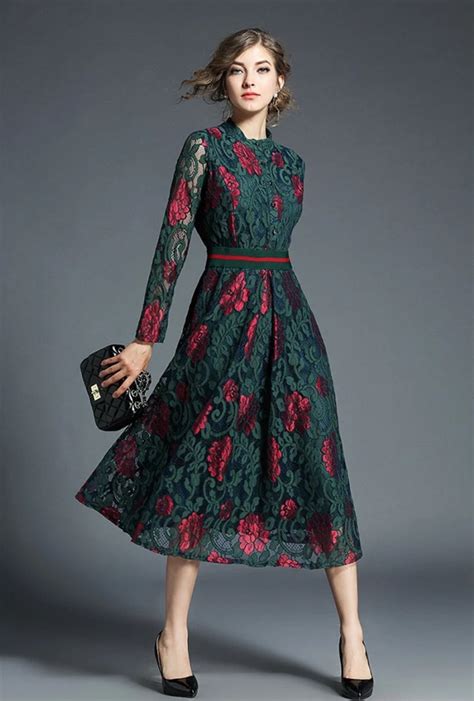 Floral Dresses With Sleeves Elegant Midi Dresses Midi Dress With
