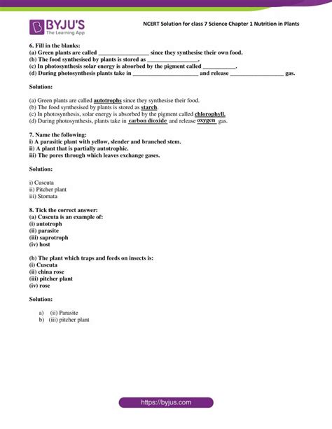 Ncert Solutions For Class Science Chapter Nutrition In Plants Ncert Solutions Kulturaupice
