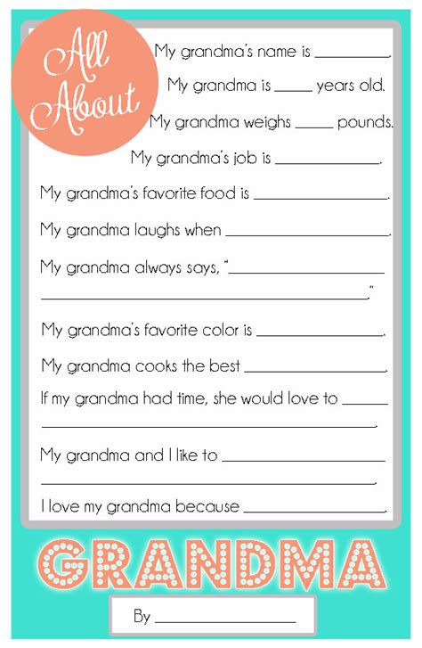 9 Best Images Of My Grandma Printables All About My Grandma