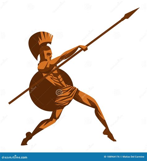 Soldier Spartan Greek With Shield And Spear Stock Vector Illustration