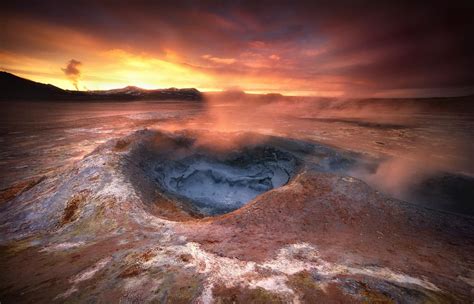 Boiling Earth During The Midnight Sun Incredible Geothermal Area In