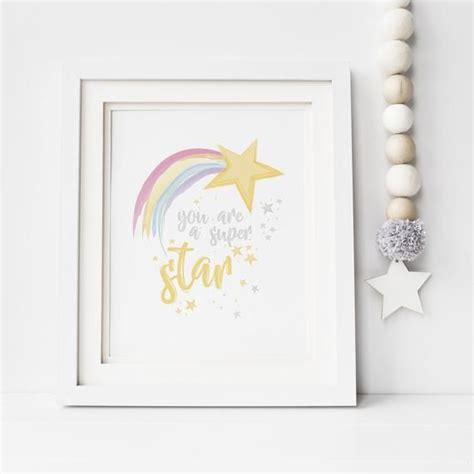 You Are A Superstar Print Superstar Rainbow Nursery Print Etsy