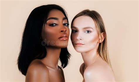 Women Portrait Of Mix Races Black And White Female Skin Mixed Races