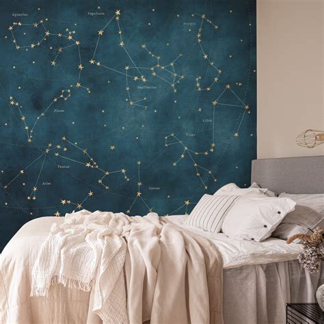 Star Map Of Zodiac Constellations Wallpaper Free Shipping Happywall