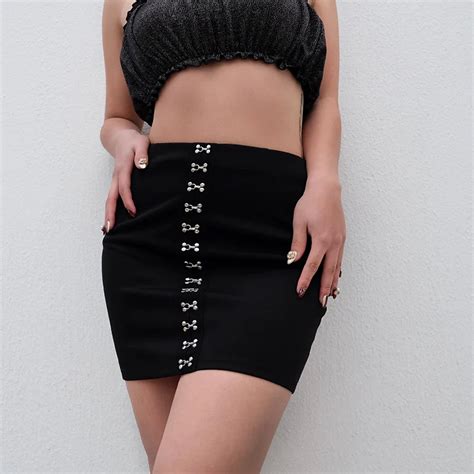 New Fashion 2018 Spring Summer Skirts Womens High Waist Breasted Skirt Solid Color Package Hip
