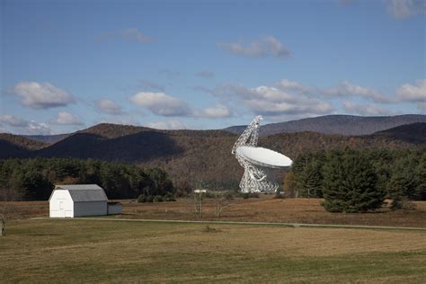 Radio Telescope And An Outbuilding At The National Radio Astronomy