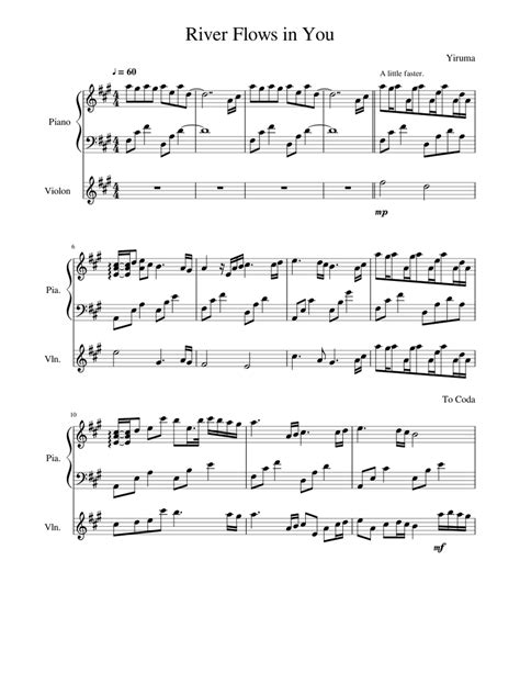 I wanted to see if i could play this song in real life so i looked up sheets on musescore and another website that i will link below. River Flows in You | Yiruma Sheet music for Piano, Violin (Solo) | Musescore.com