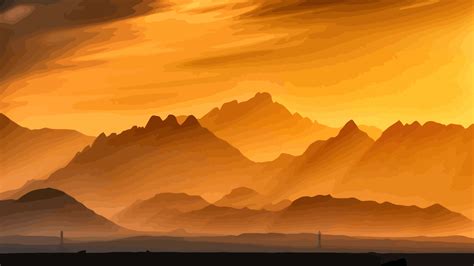 Download 2560x1440 Wallpaper Digital Art Sunset Mountains Landscape