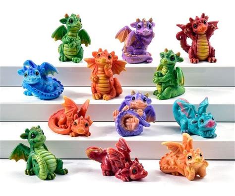 Mini Dragons Set Of 12 With Or Without Display Base Garden