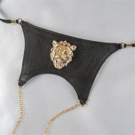 Men S Gold Lions Head Leather G String