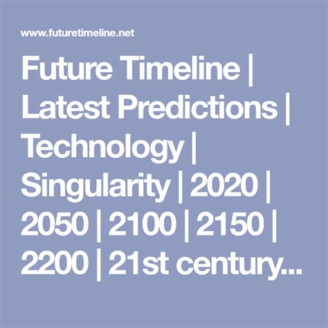 Future Timeline Latest Predictions Technology Singularity 2020