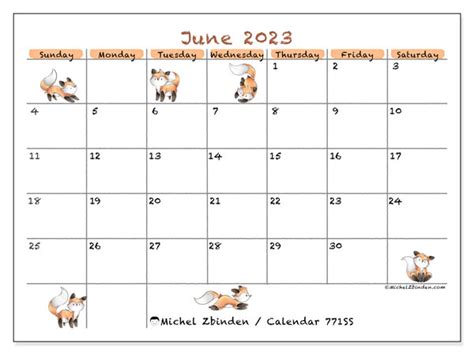 June 2023 Printable Calendar “771ss” Michel Zbinden Uk