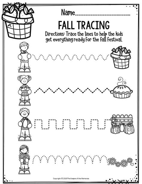 Printable Fall Worksheets For Preschool The Keeper Of The Memories