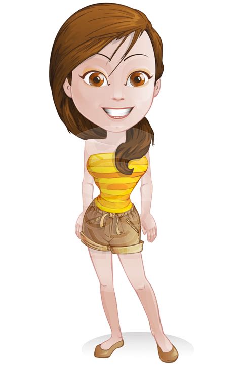 Pretty Girl In Summer Clothes Cartoon Vector Character Set Graphicmama