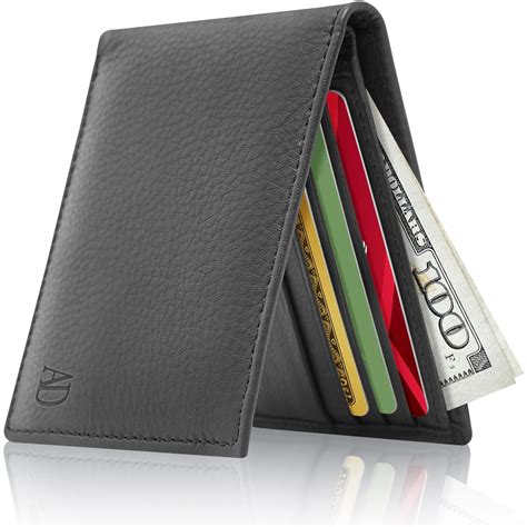 Slim Leather Bifold Wallets For Men Minimalist Small Thin Mens Wallet Rfid Blocking Card