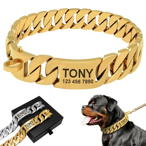 Custom Metal Dog Collar Stainless Steel Chain Martingale Personalized