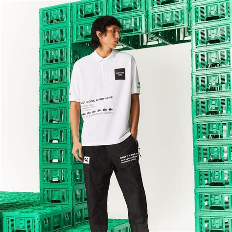 Mens Lacoste Live X Minecraft Loose Fit Organic Cotton Polo Polos