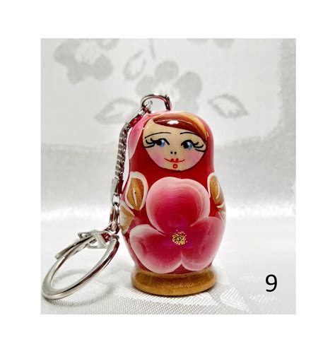 Matryoshka Keychains Wooden Keychain In Russian Nesting Etsy