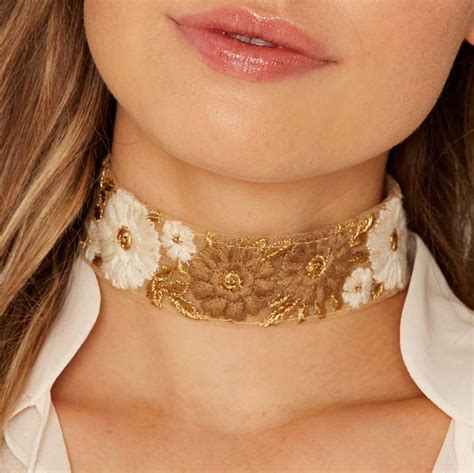 Embroidered Floral Choker By Rock N Rose
