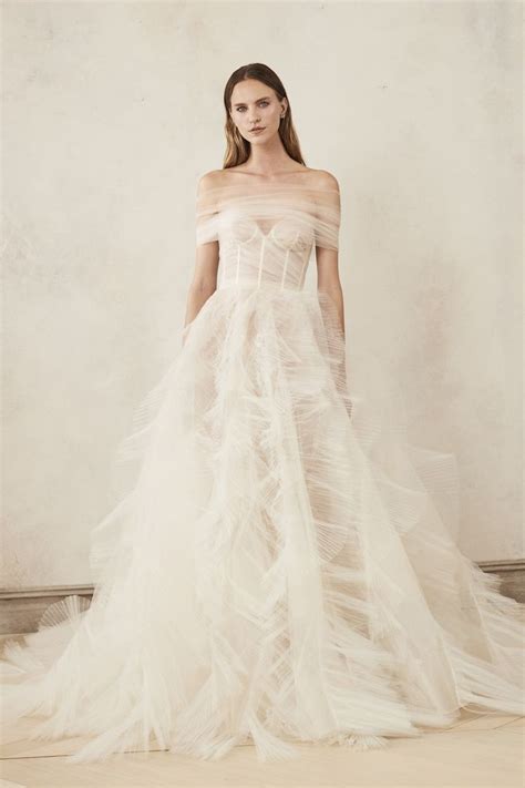 Oscar De La Renta Strapless Bustier Ball Gown With Layers Of Ruffled