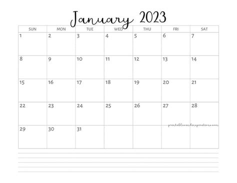 2023 Printable Calendar By Month