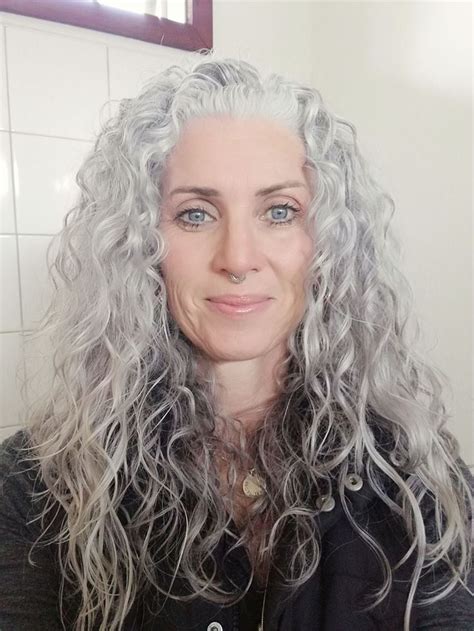 Curly Gray Hair Grey Curly Hair Curly Hair Styles Silver White Hair
