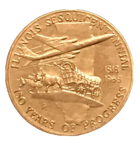 State Seal Of Illinois Bronze Medal 150 Year Centennial Coin August 26