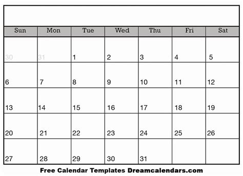 Printable Calendar Without Dates Printable Calendar Template Blank