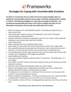 Coping Strategies For Uncomfortable Emotions Adult Edition My Frameworks